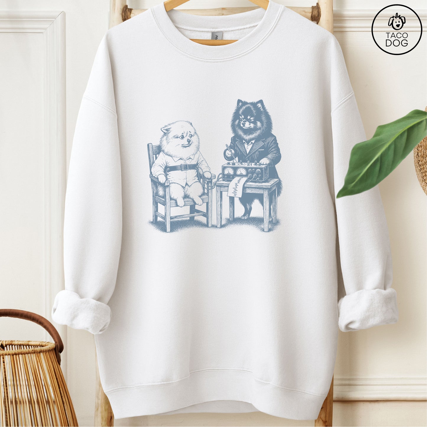Pomeranian Polygraph Sweatshirt White Taco-Dog