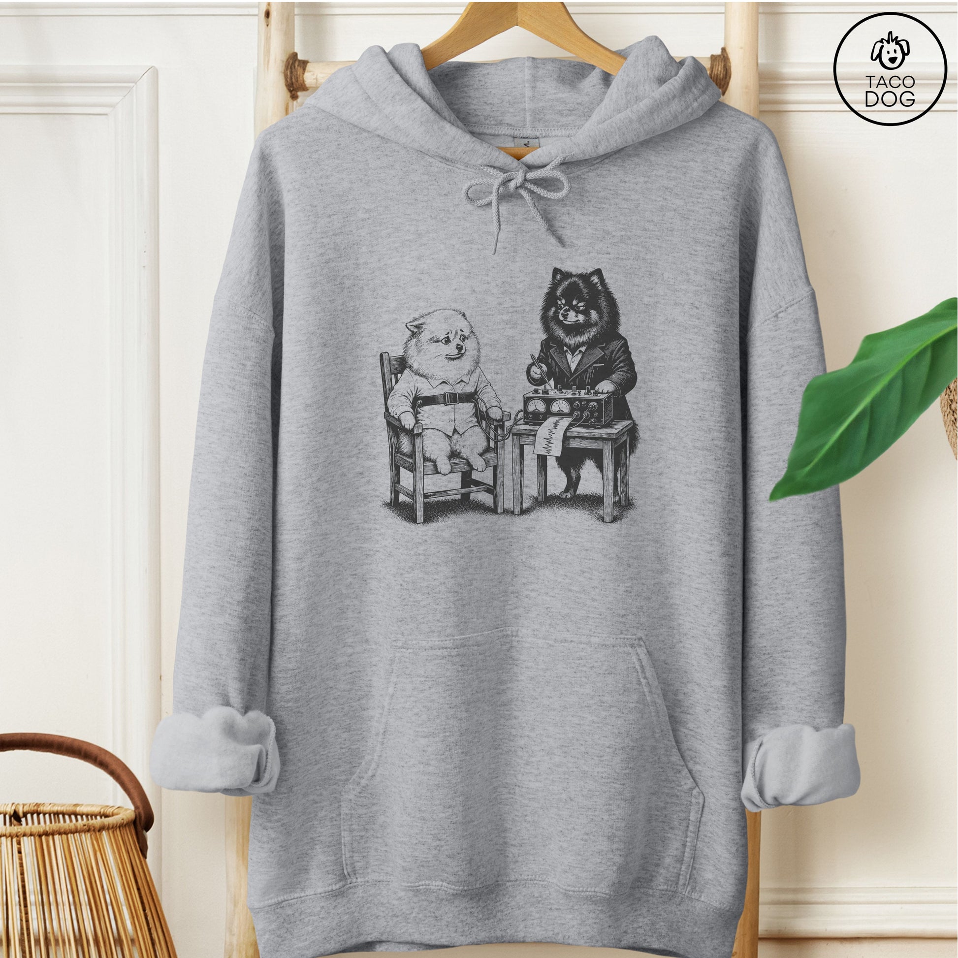 Pomeranian Polygraph Hoodie Graphite Heather Taco-Dog