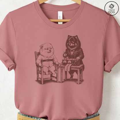 Pomeranian Polygraph T-Shirt Heather Mauve Taco-Dog