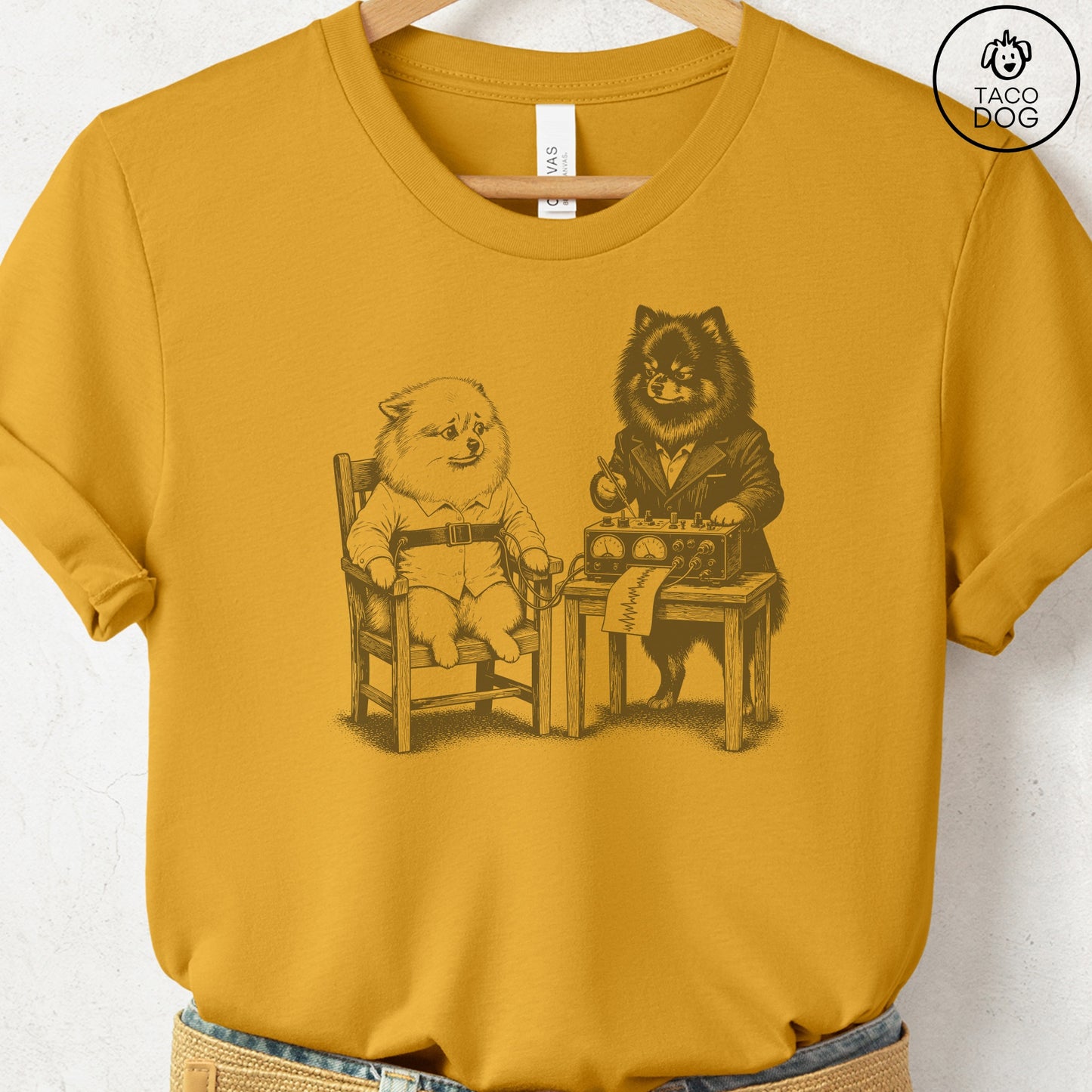 Pomeranian Polygraph T-Shirt Mustard Taco-Dog