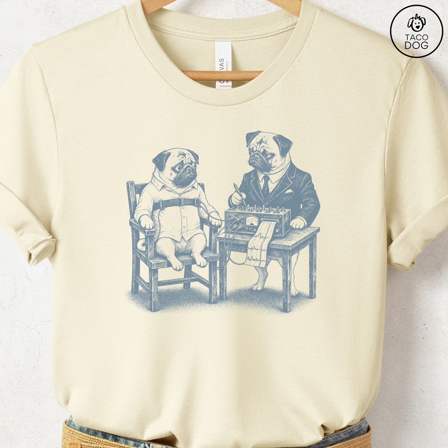 Pug Polygraph T-Shirt Natural Taco-Dog