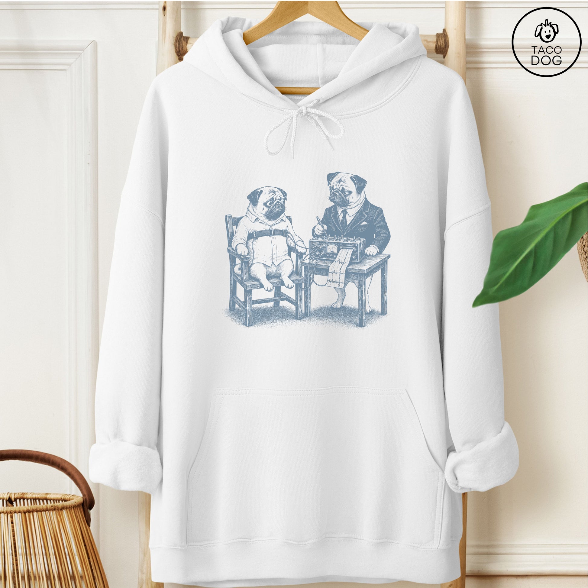 Pug Polygraph Hoodie White Taco-Dog