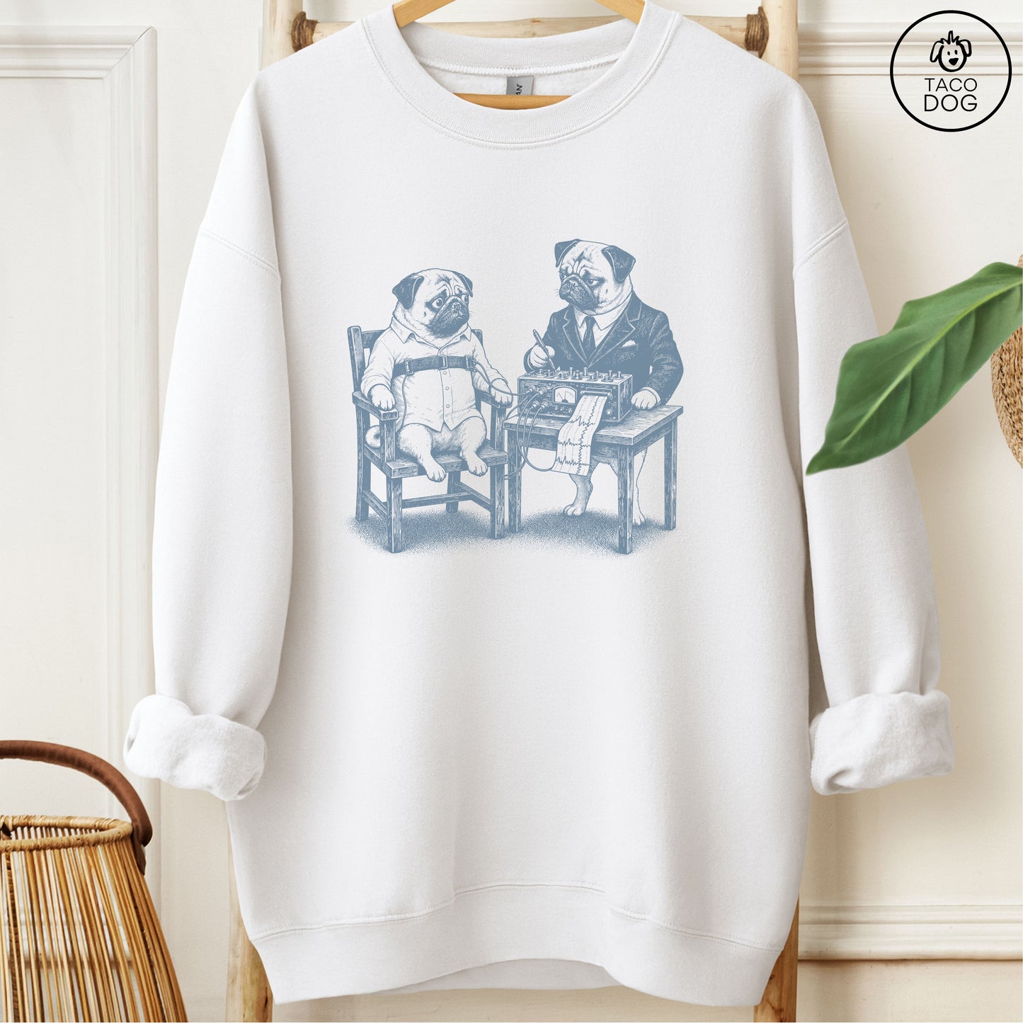 Pug Polygraph Sweatshirt White Taco-Dog