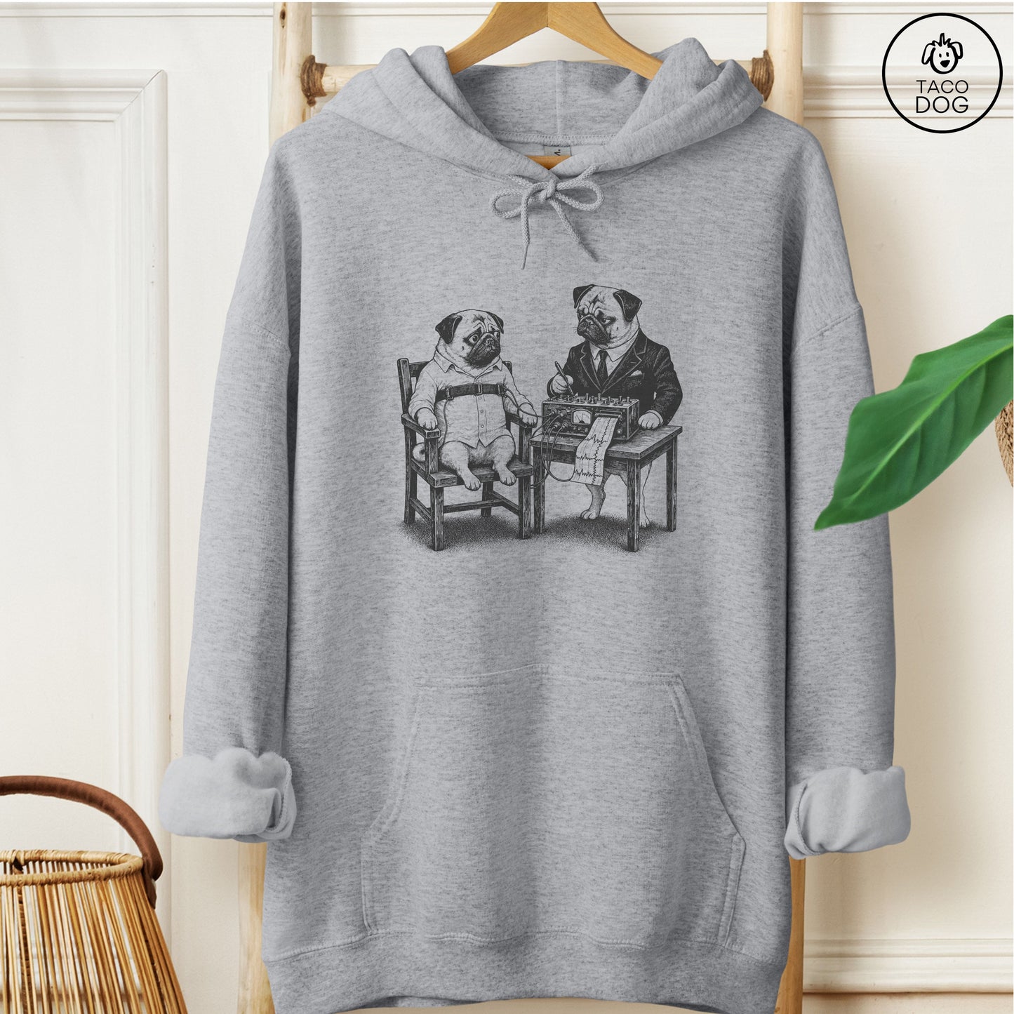 Pug Polygraph Hoodie Graphite Heather Taco-Dog
