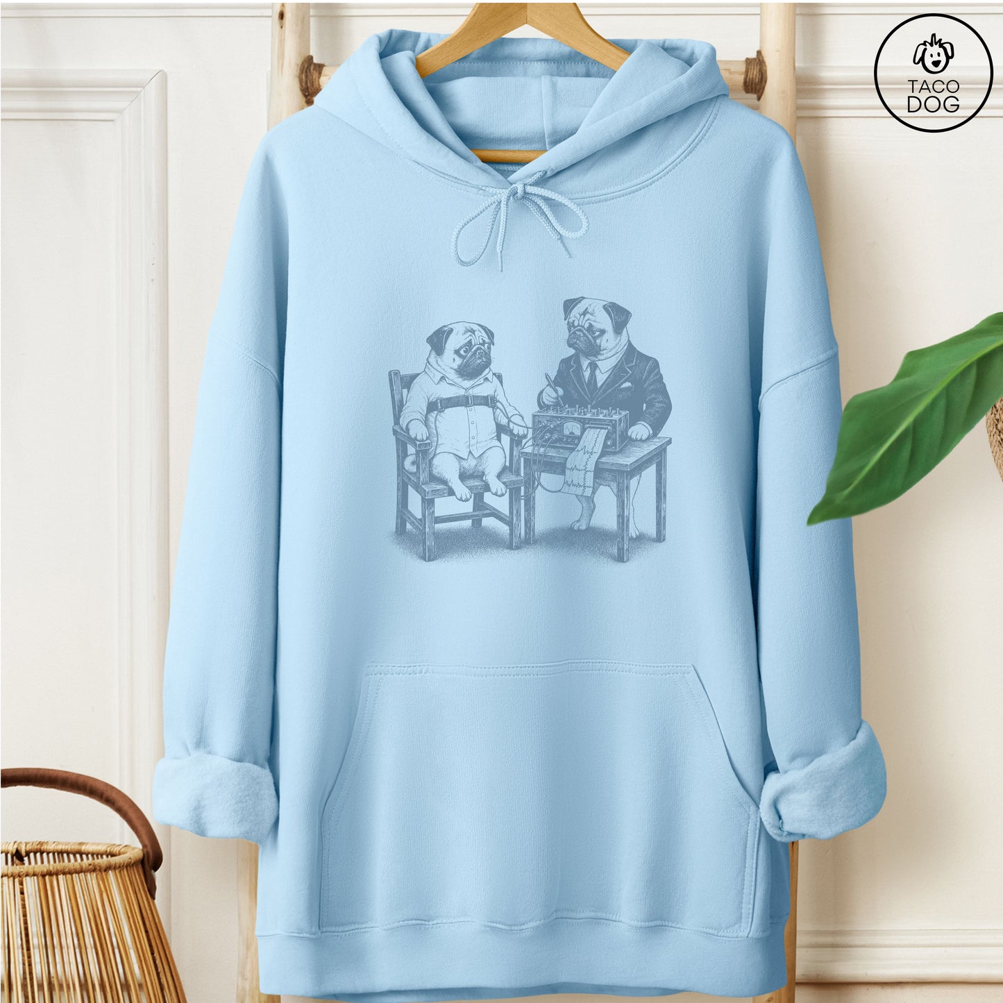 Pug Polygraph Hoodie Light Blue Taco-Dog