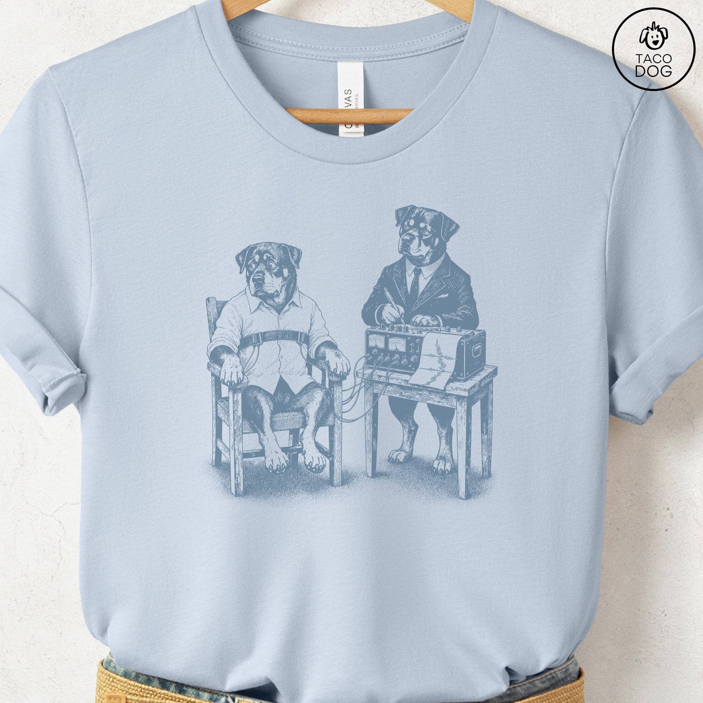 Rottweiler Polygraph T-Shirt Light Blue Taco-Dog