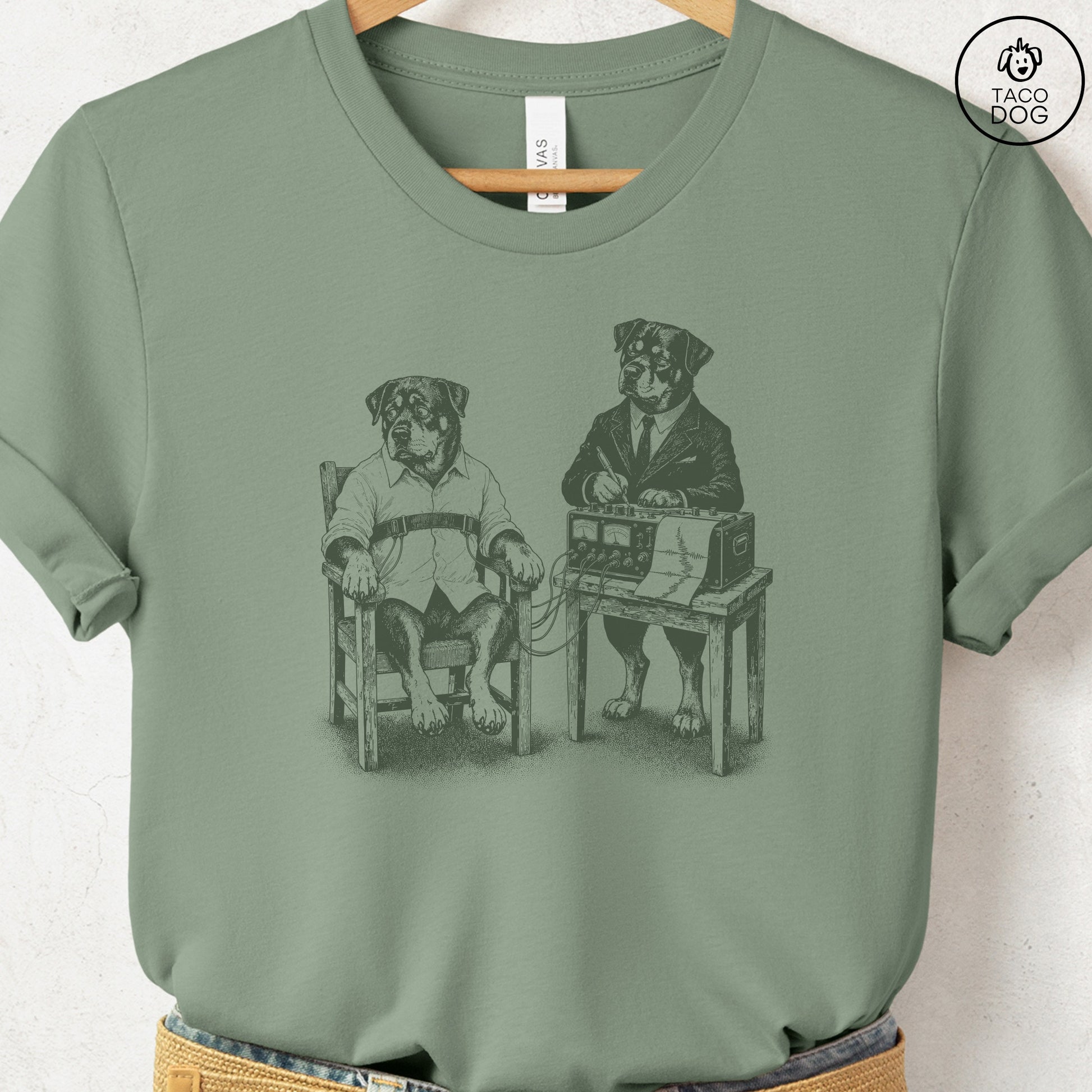 Rottweiler Polygraph T-Shirt Sage Taco-Dog