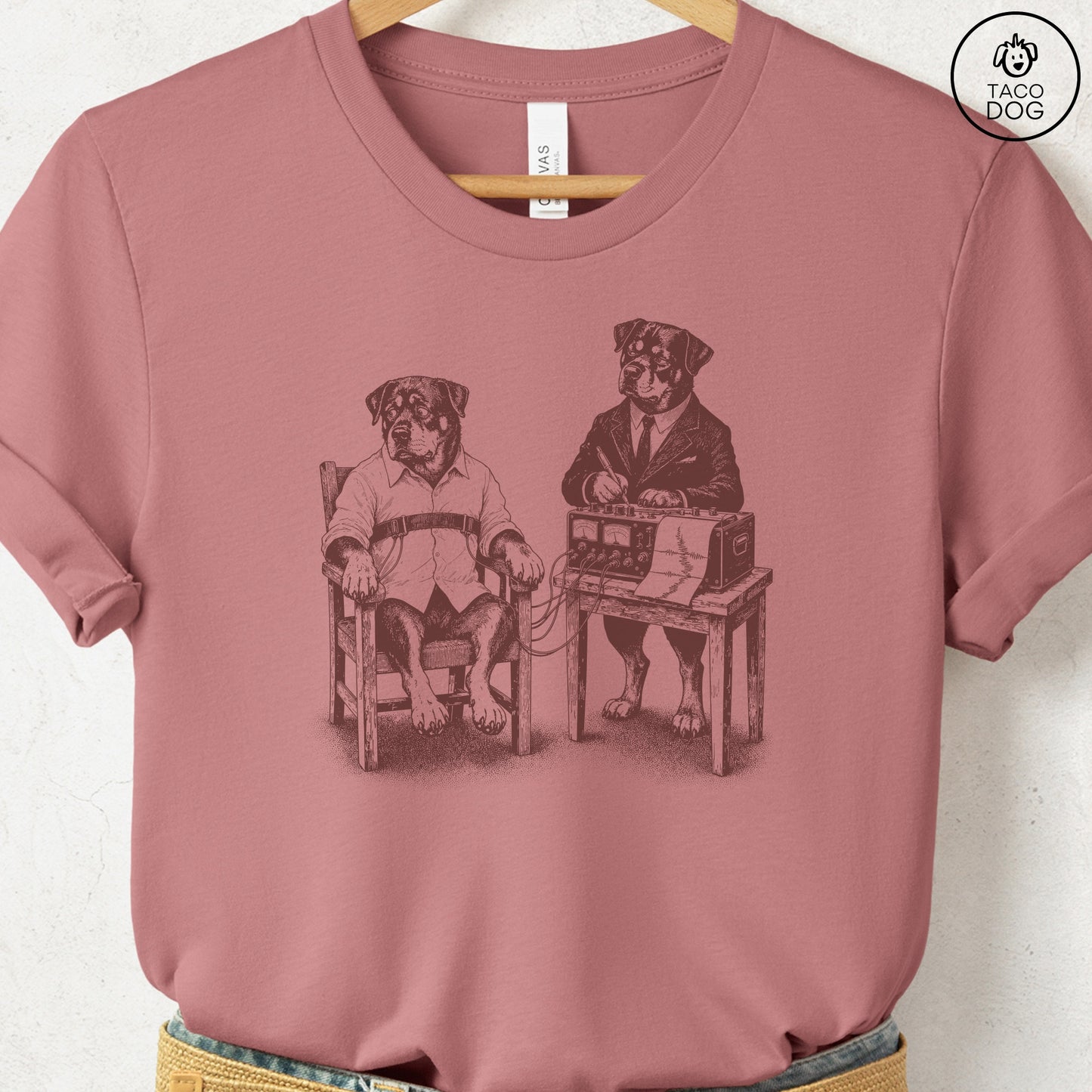 Rottweiler Polygraph T-Shirt Heather Mauve Taco-Dog