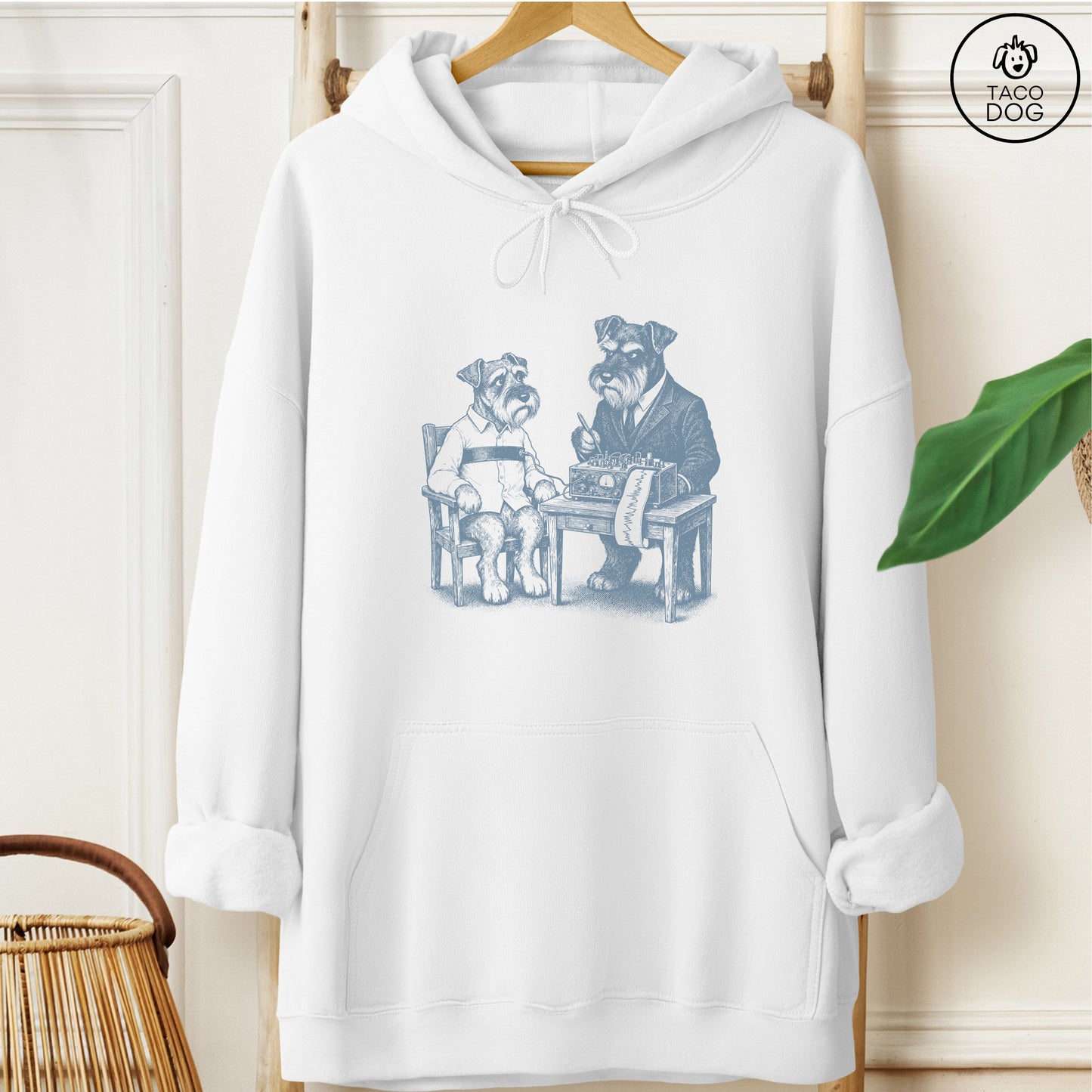 Schnauzer Polygraph Hoodie White Taco-Dog