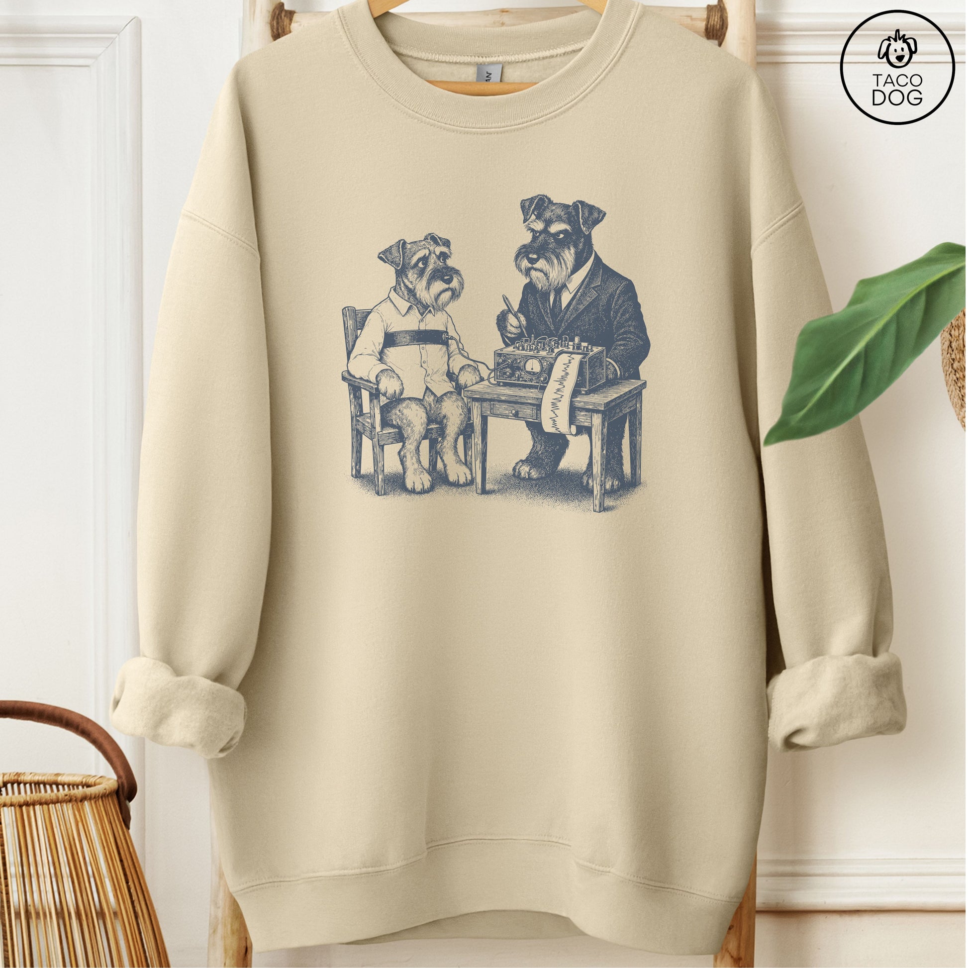 Schnauzer Polygraph Sweatshirt Sand Taco-Dog