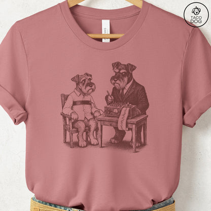 Schnauzer Polygraph T-Shirt Heather Mauve Taco-Dog