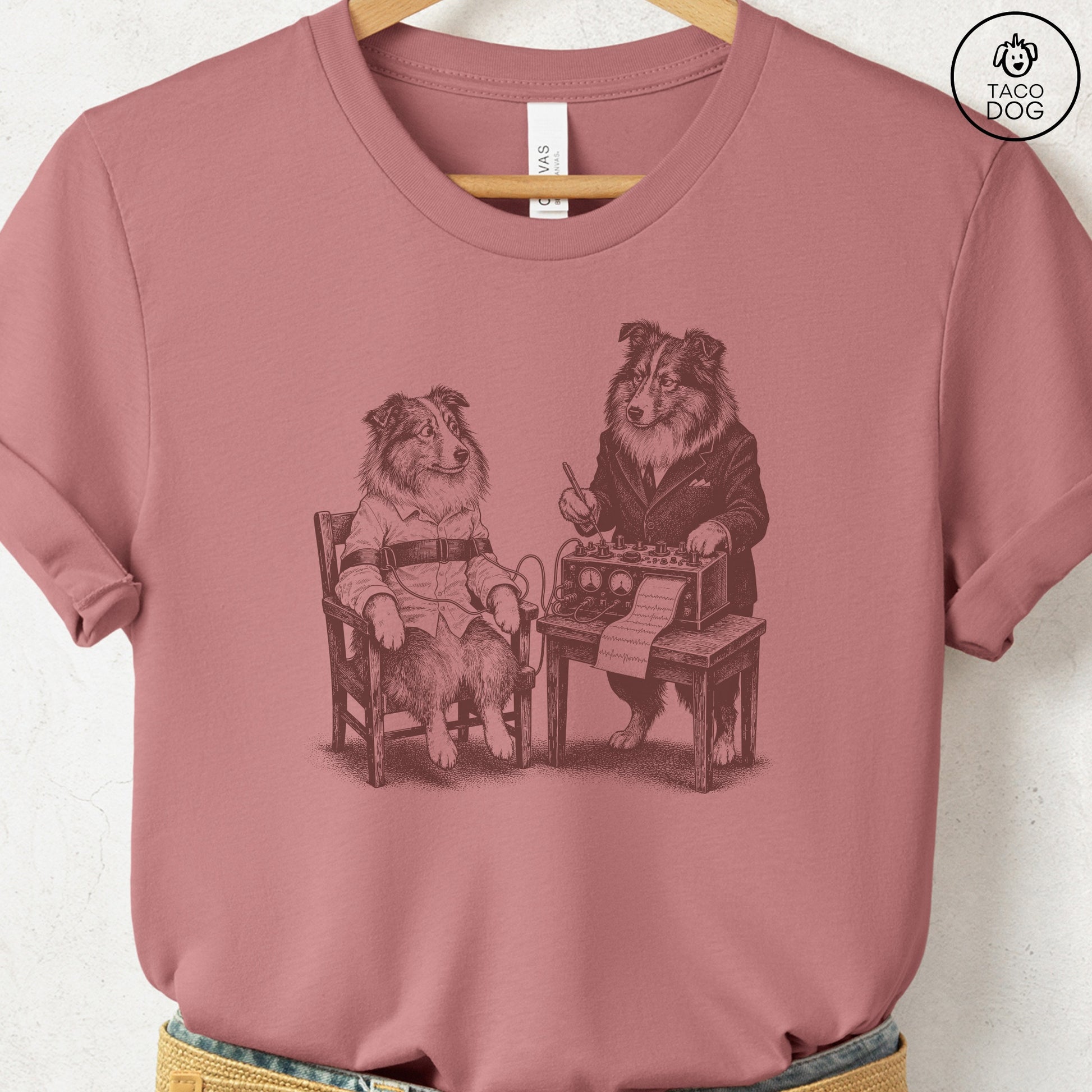 Shetland Sheepdog Polygraph T-Shirt Heather Mauve Taco-Dog