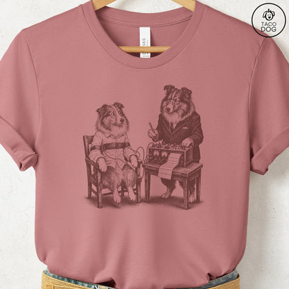 Shetland Sheepdog Polygraph T-Shirt Heather Mauve Taco-Dog