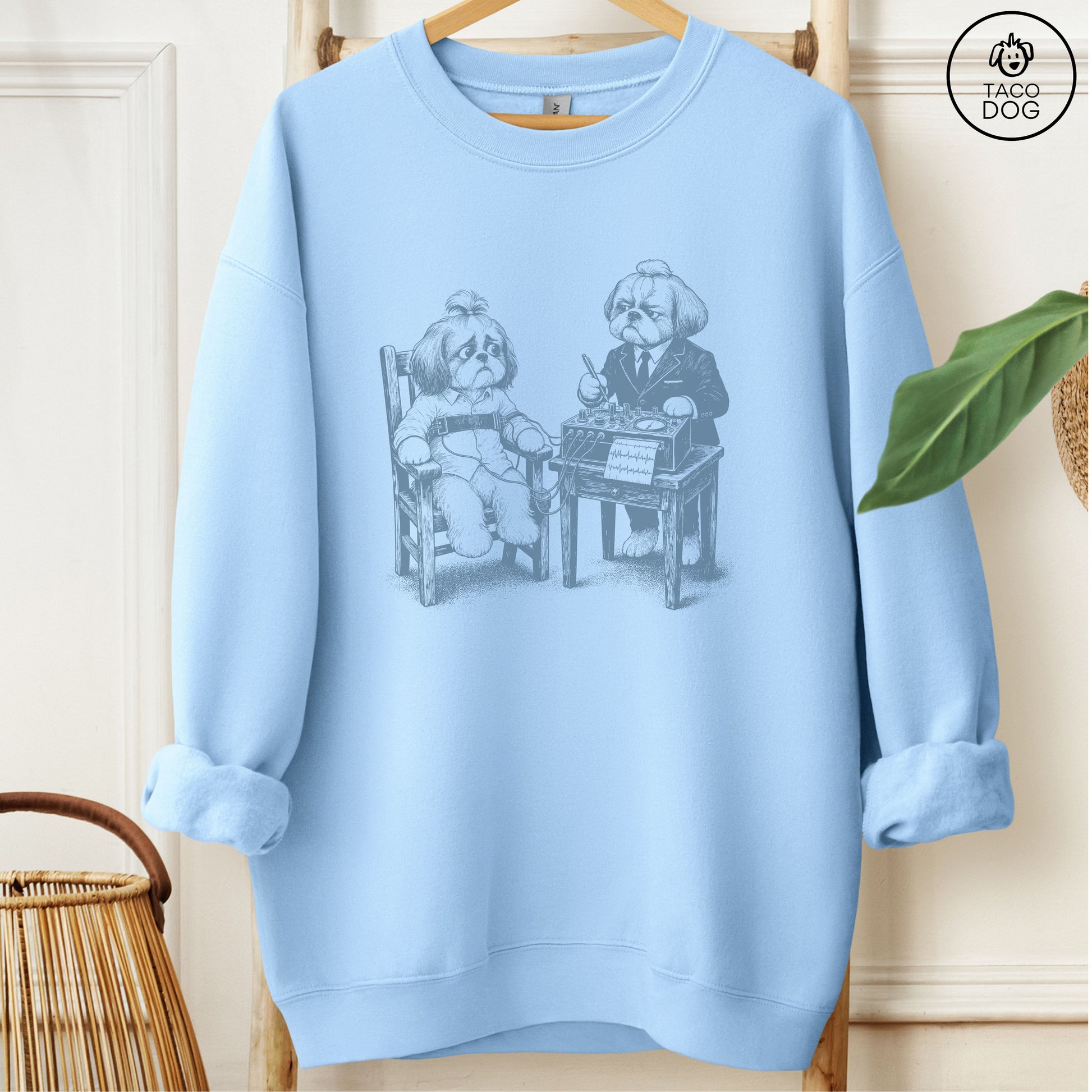 Shih Tzu Polygraph Sweatshirt Light Blue Taco-Dog