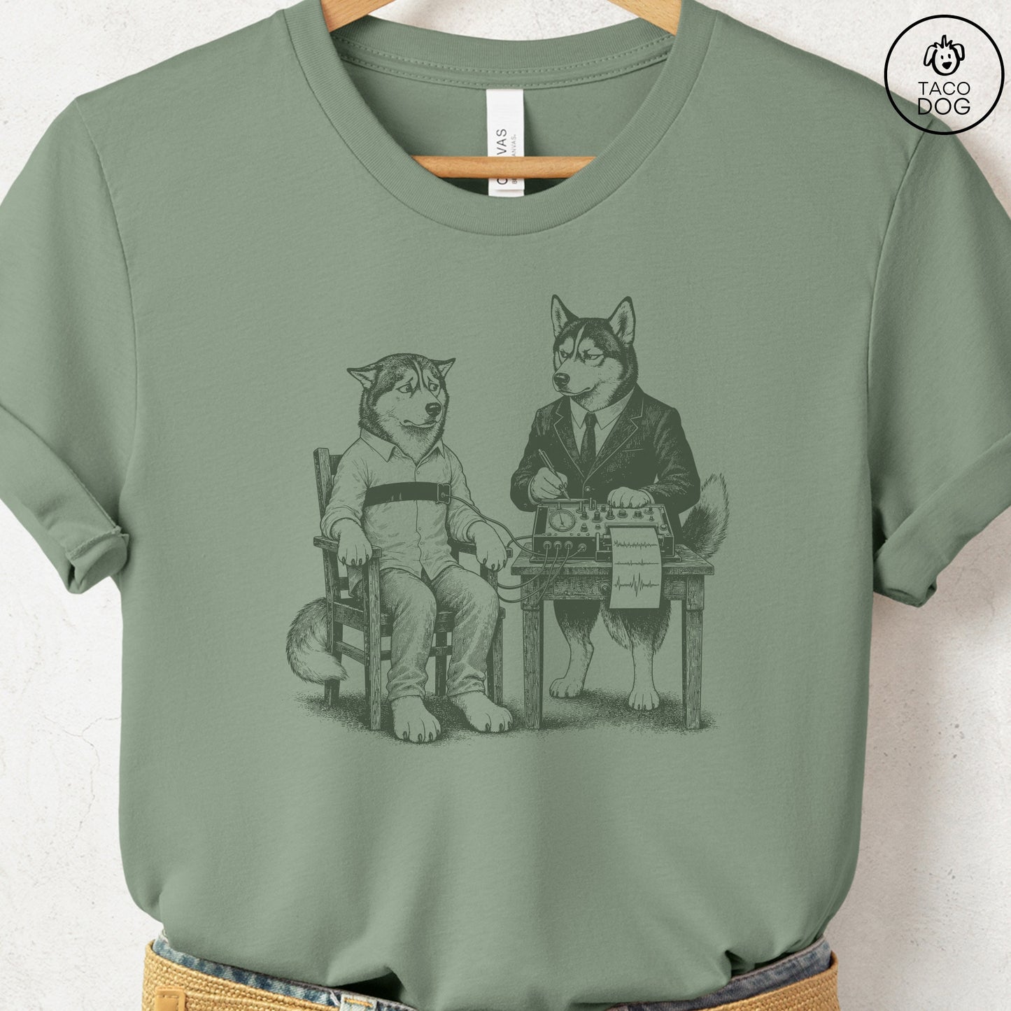 Husky Polygraph T-Shirt Sage Taco-Dog