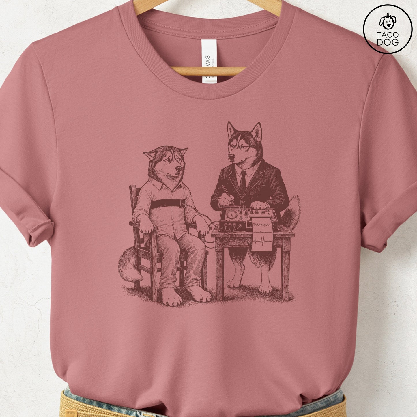 Husky Polygraph T-Shirt Heather Mauve Taco-Dog