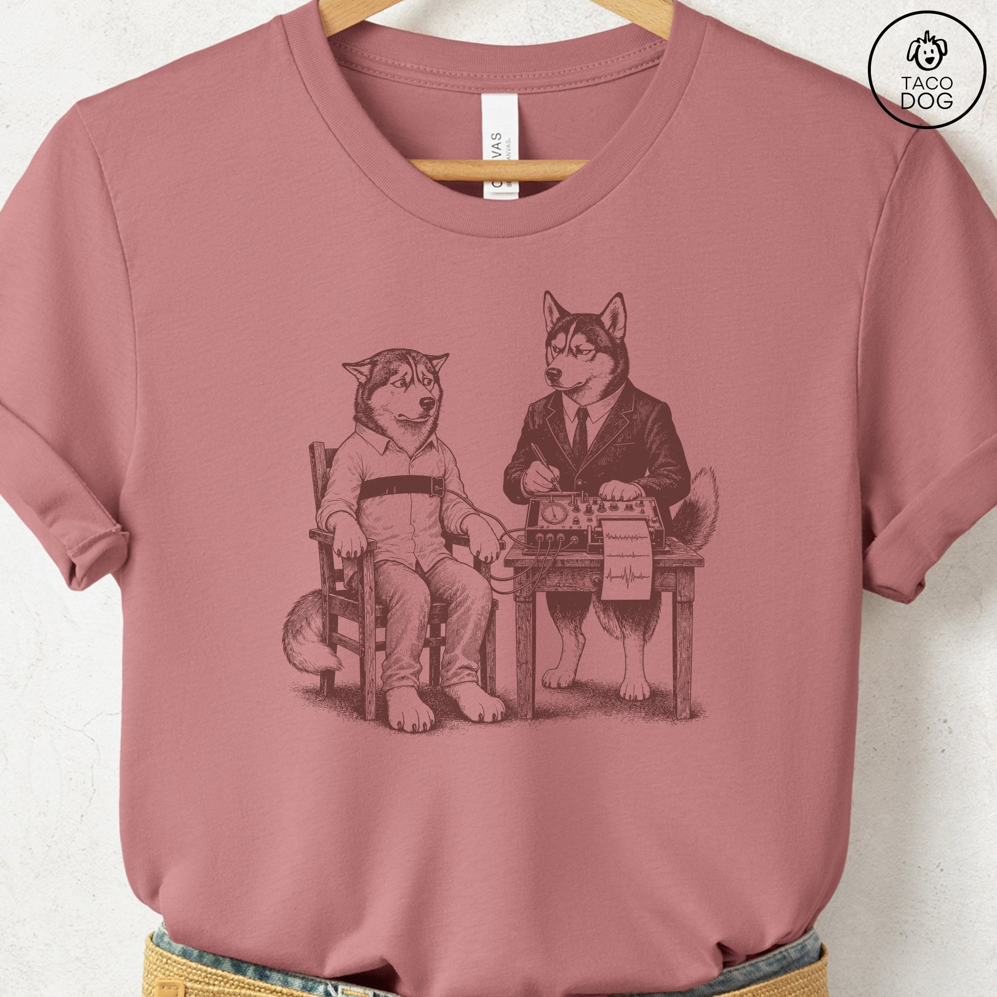 Husky Polygraph T-Shirt Heather Mauve Taco-Dog