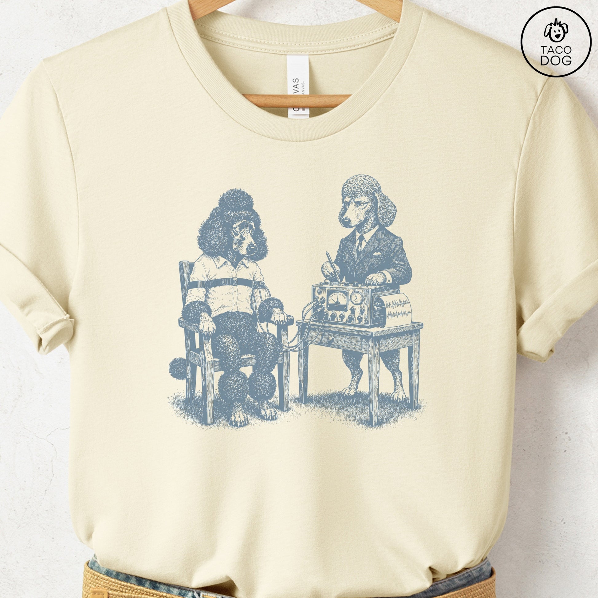 Poodle Polygraph T-Shirt Natural Taco-Dog