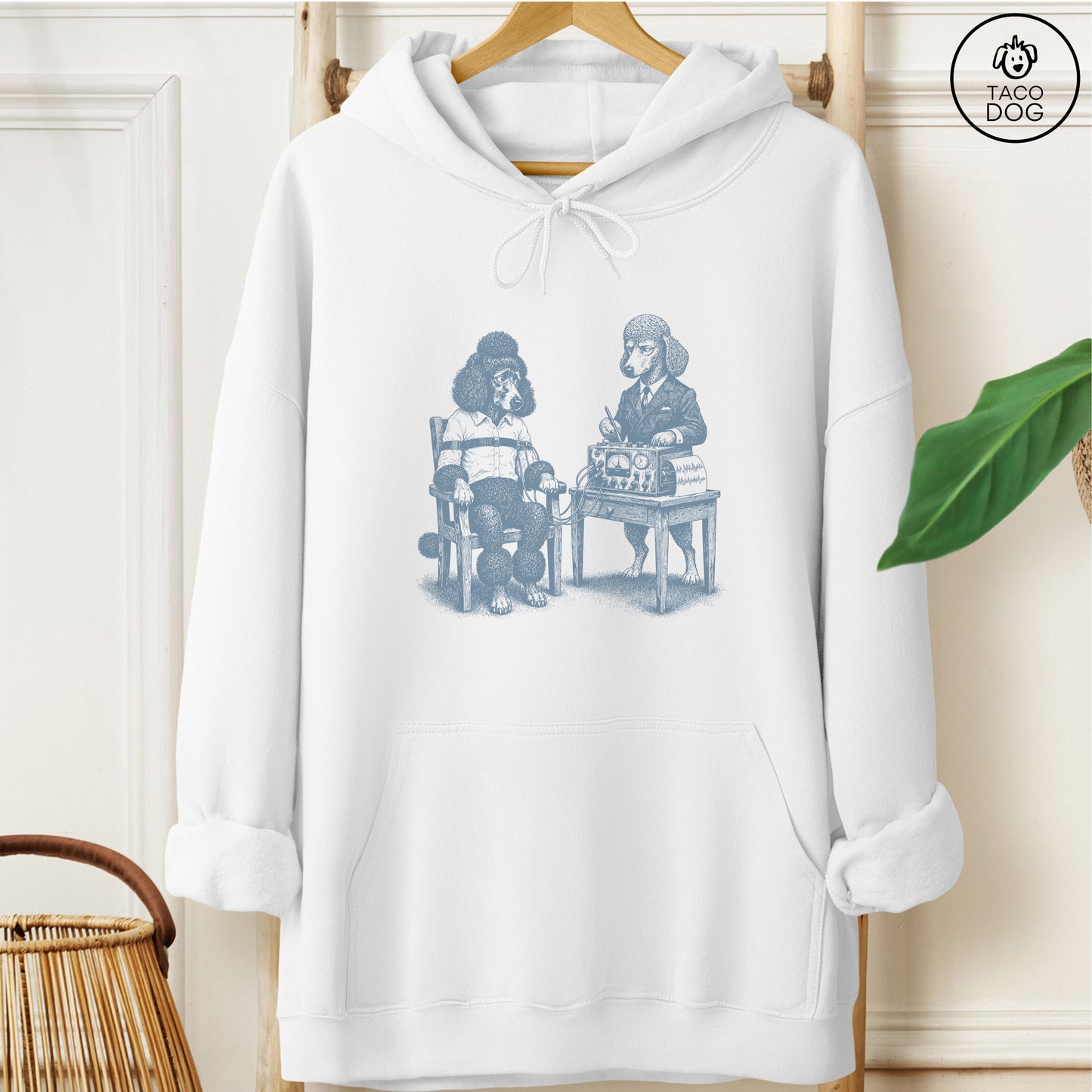 Poodle Polygraph Hoodie White Taco-Dog
