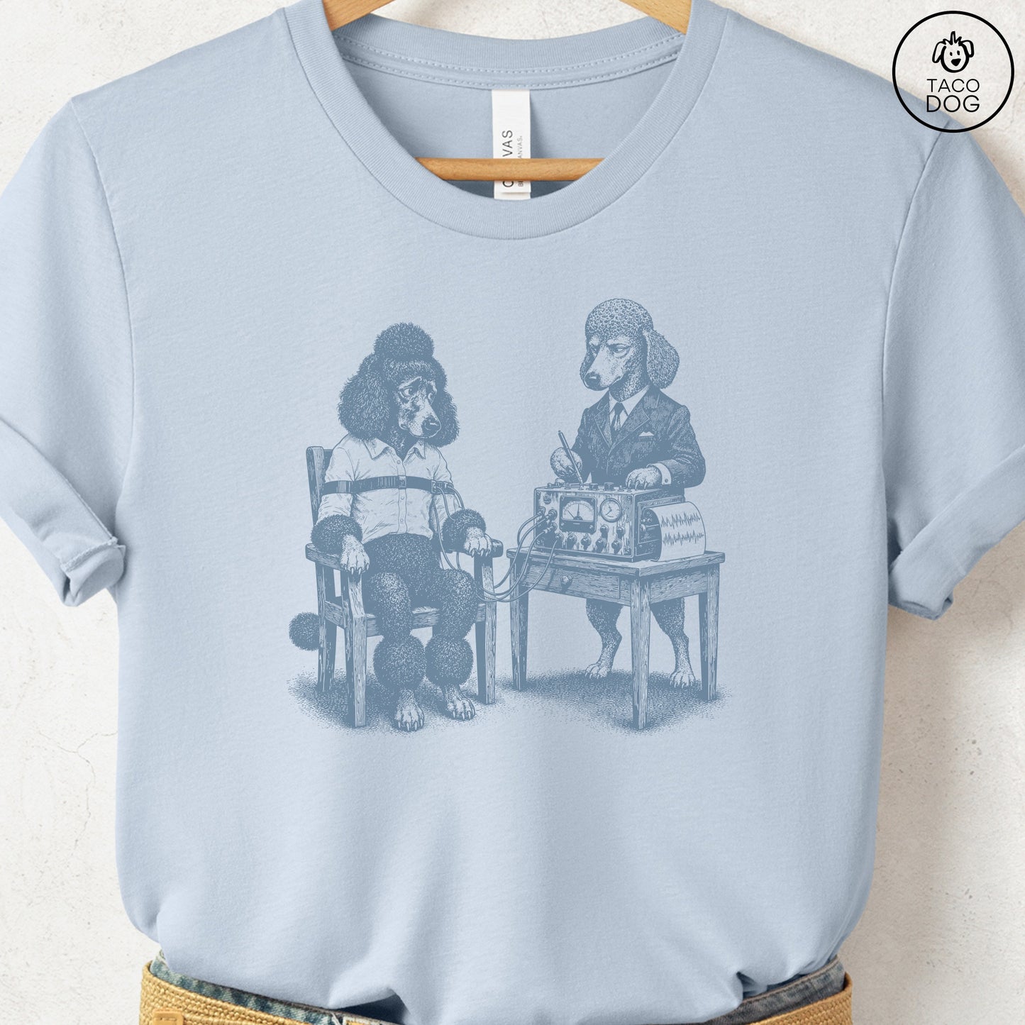 Poodle Polygraph T-Shirt Light Blue Taco-Dog