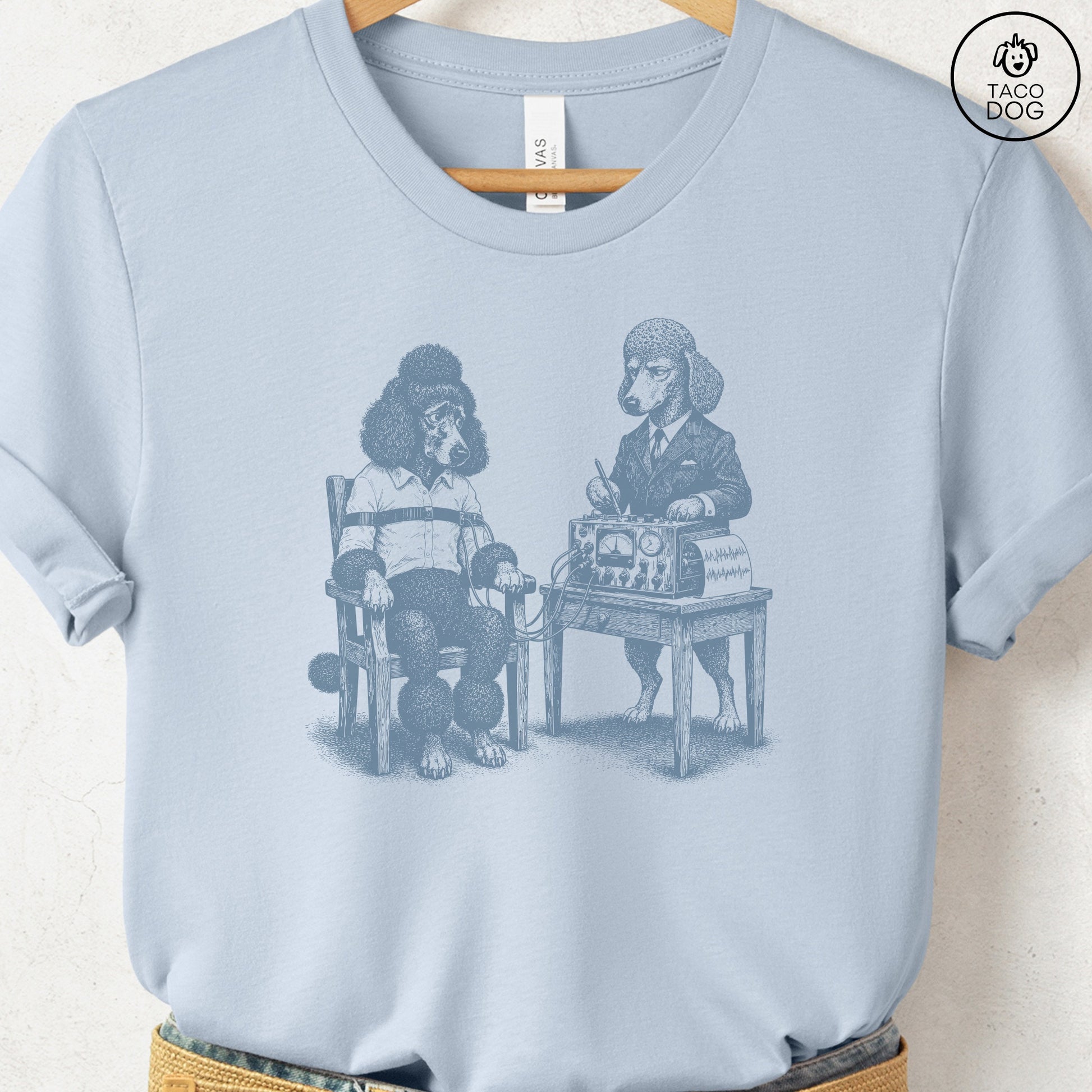 Poodle Polygraph T-Shirt Light Blue Taco-Dog