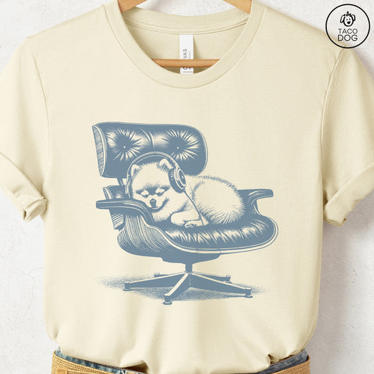 Pomeranian Eames Headphones T-Shirt Natural XS Taco-Dog
