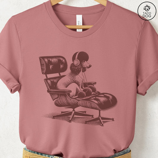 Poodle Eames Headphones T-Shirt Heather Mauve XS Taco-Dog