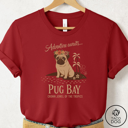 Pug Bay T-Shirt Canvas Red Taco-Dog