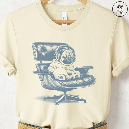 Pug Eames Headphones T-Shirt Natural XS Taco-Dog