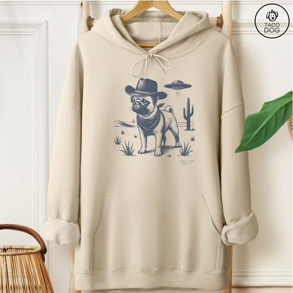 Pug Cowboy UFO Hoodie Sand Taco-Dog