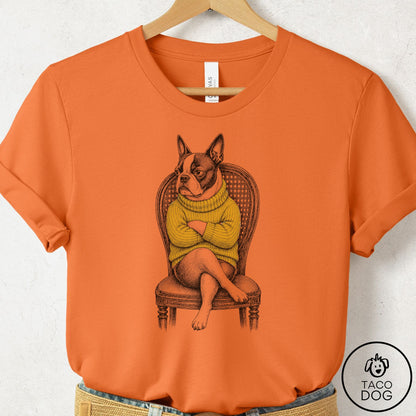 Boston Terrier Reluctant Turtleneck T-Shirt