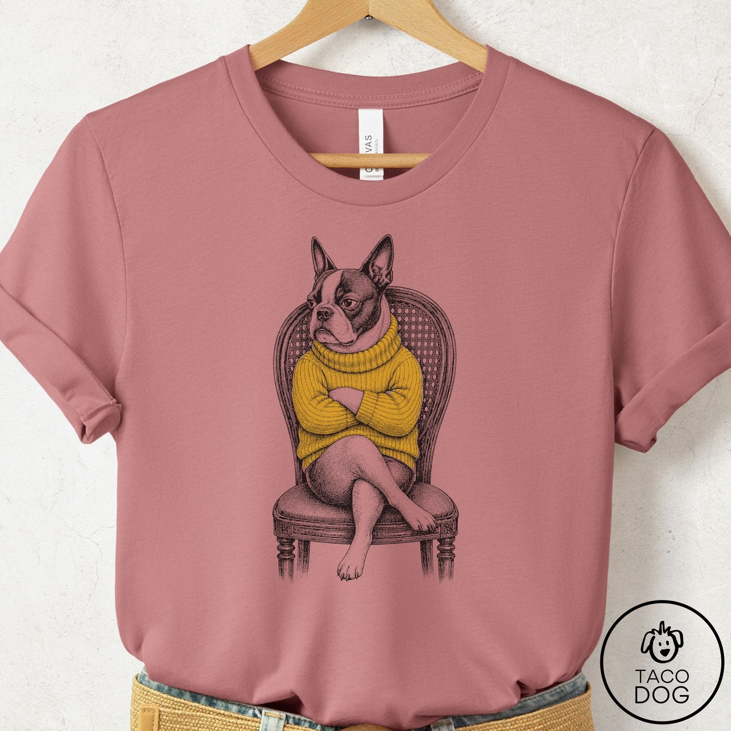 Boston Terrier Reluctant Turtleneck T-Shirt