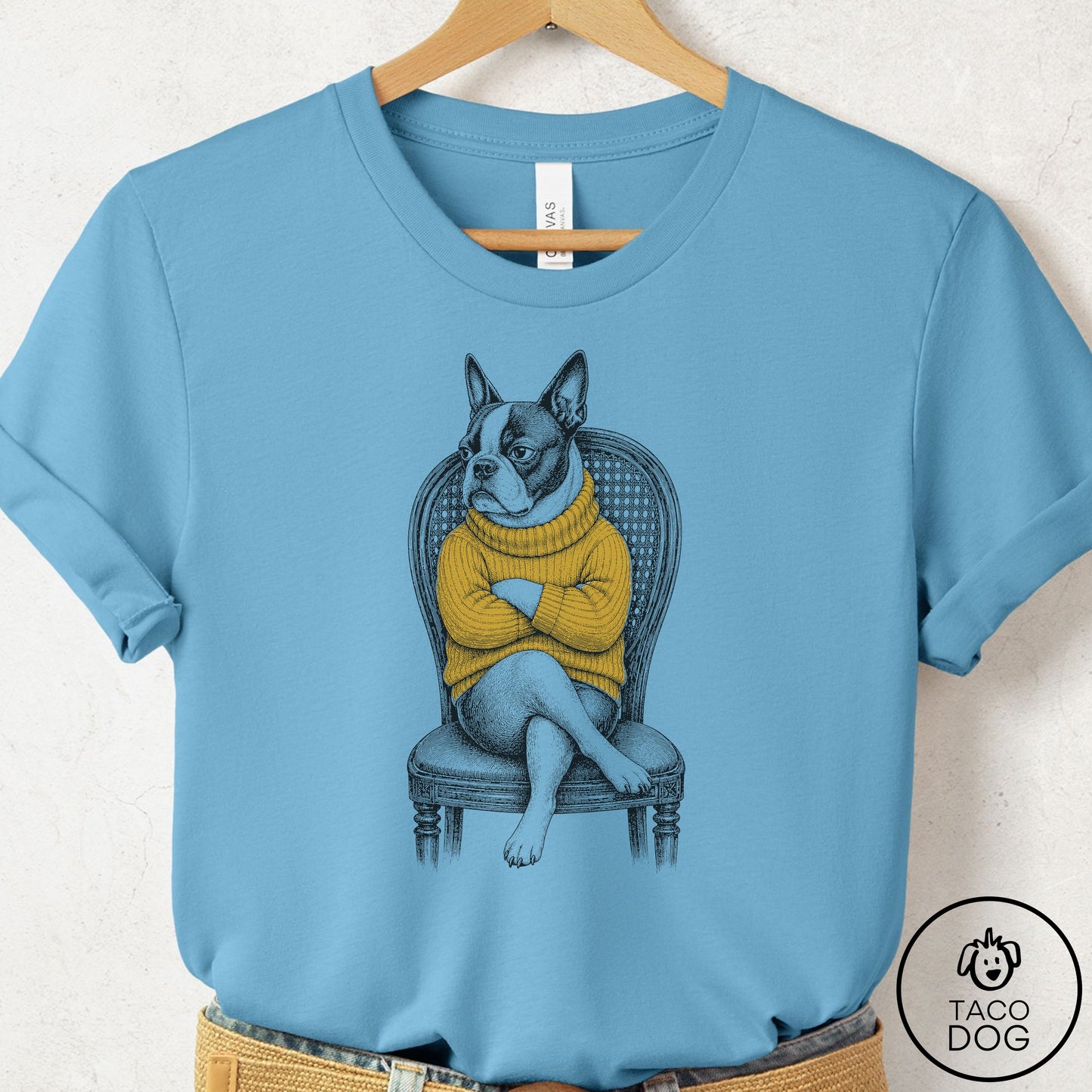Boston Terrier Reluctant Turtleneck T-Shirt