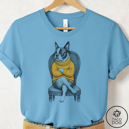Boston Terrier Reluctant Turtleneck T-Shirt