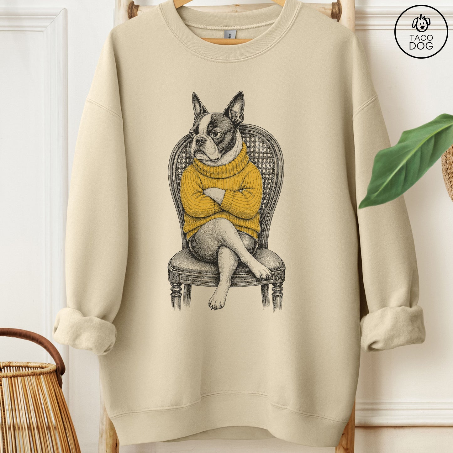 Boston Terrier Reluctant Turtleneck Sweatshirt
