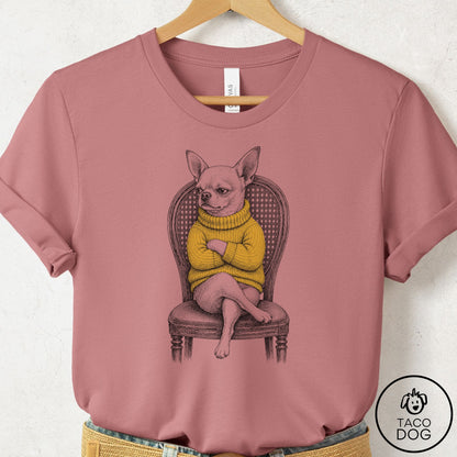 Chihuahua Reluctant Turtleneck T-Shirt Mauve Taco-Dog