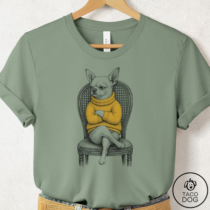 Chihuahua Reluctant Turtleneck T-Shirt Sage Taco-Dog