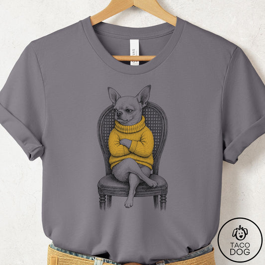 Chihuahua Reluctant Turtleneck T-Shirt Storm Taco-Dog