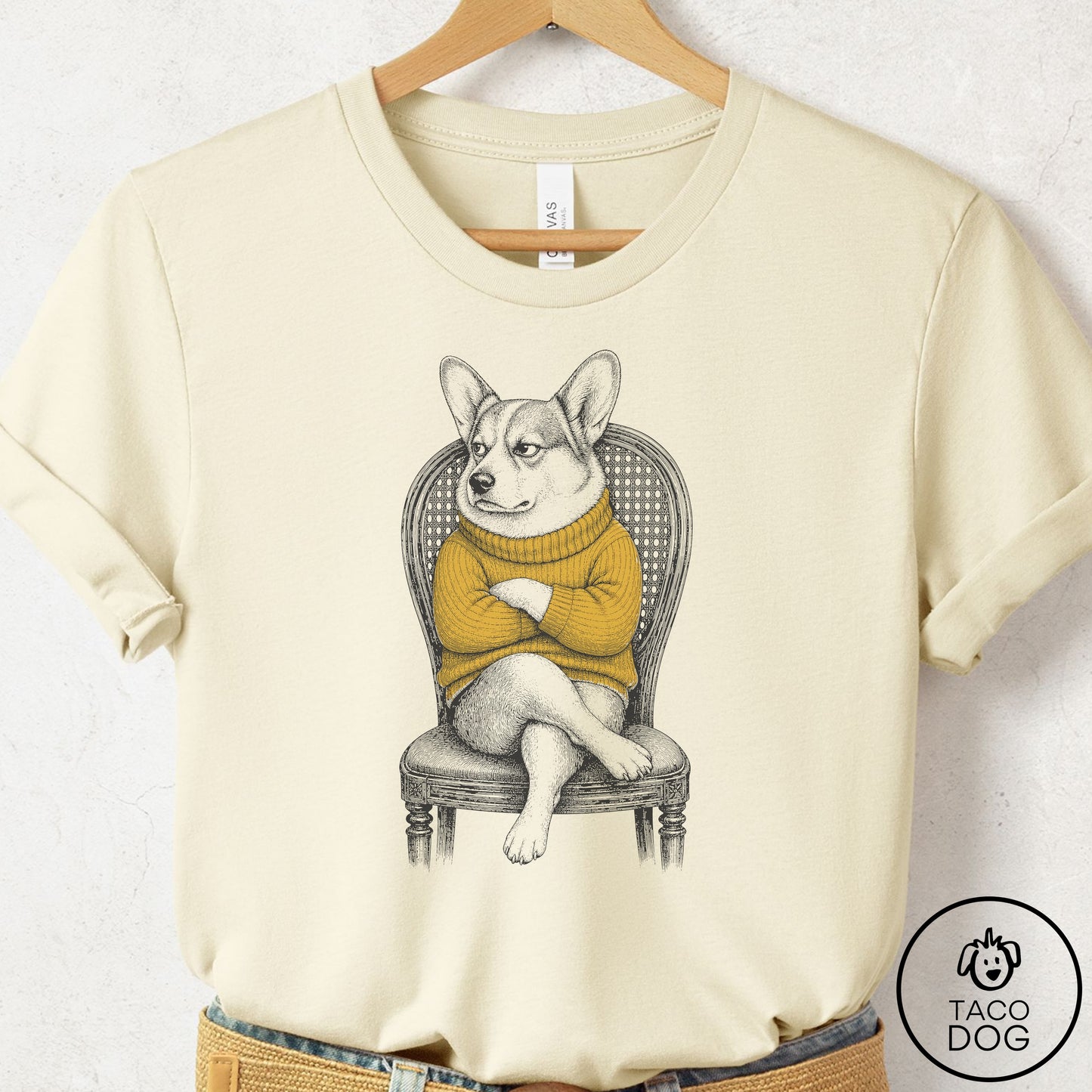 Corgi Reluctant Turtleneck T-Shirt