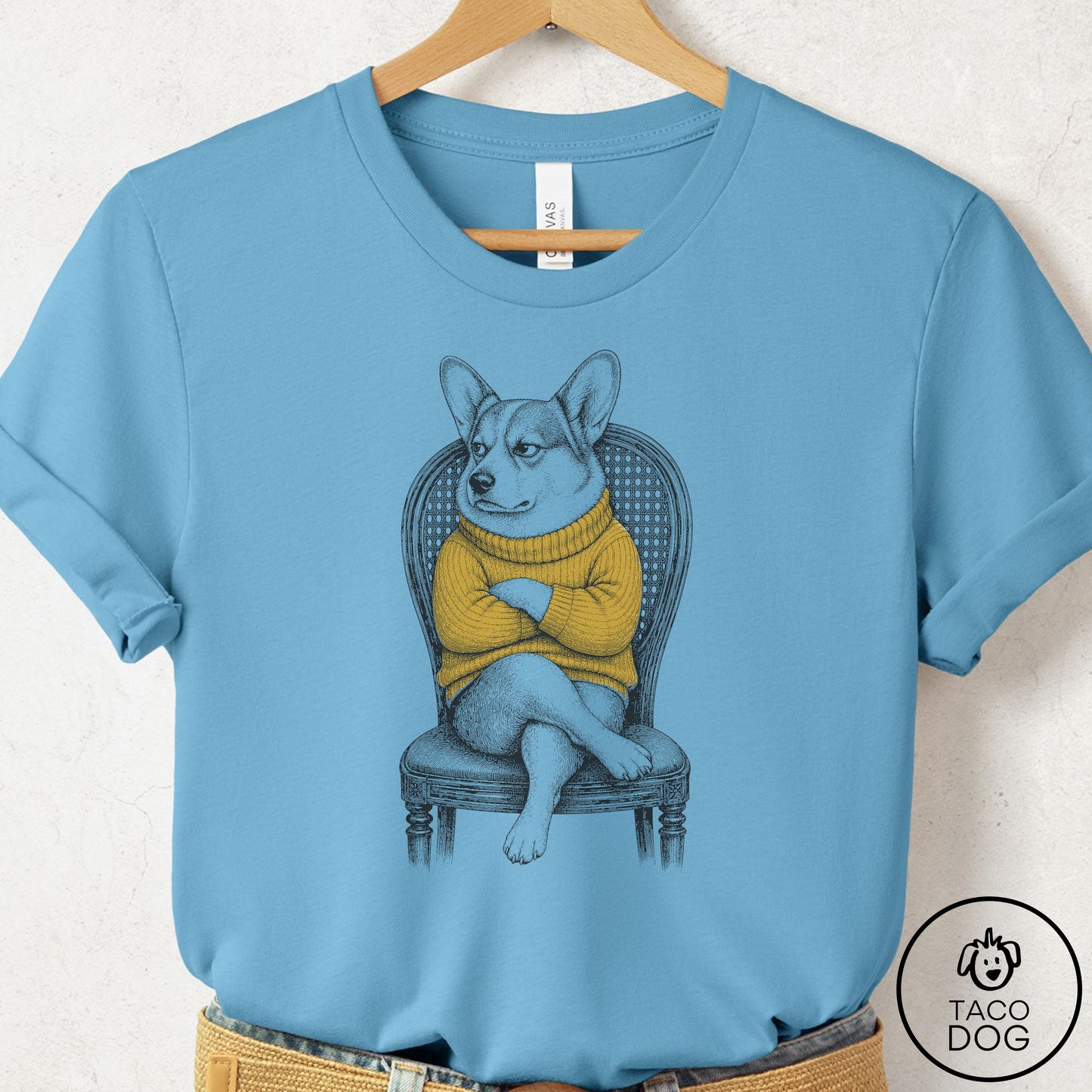Corgi Reluctant Turtleneck T-Shirt