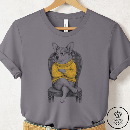 Corgi Reluctant Turtleneck T-Shirt Storm Taco-Dog