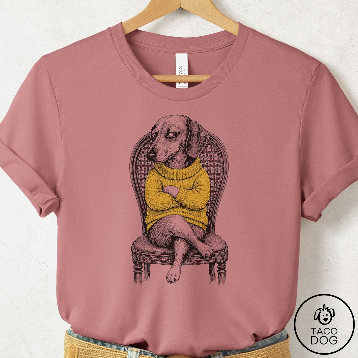 Dachshund Reluctant Turtleneck T-Shirt
