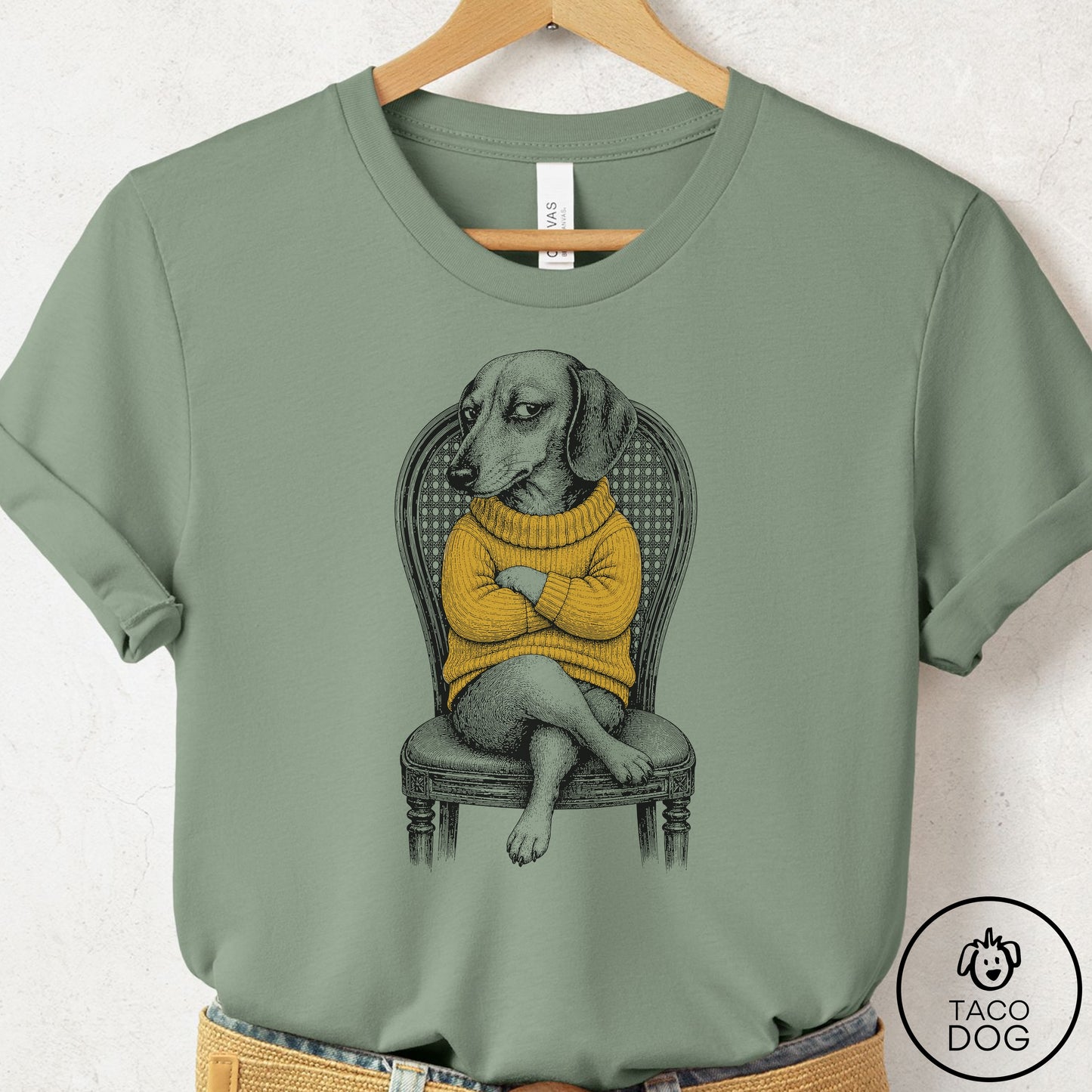 Dachshund Reluctant Turtleneck T-Shirt