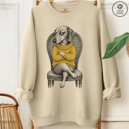 Dachshund Reluctant Turtleneck Sweatshirt