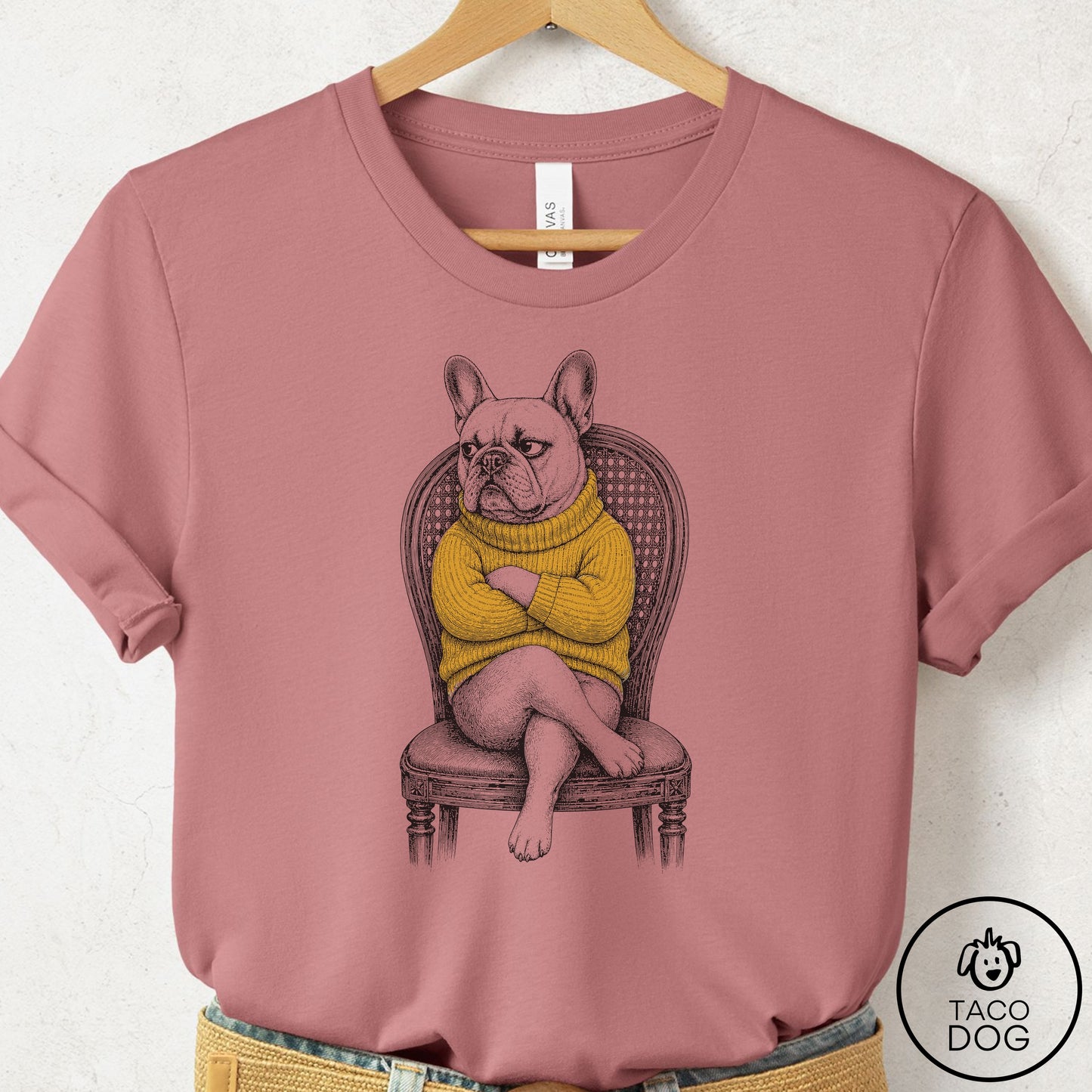 French Bulldog Frenchie Reluctant Turtleneck T-Shirt