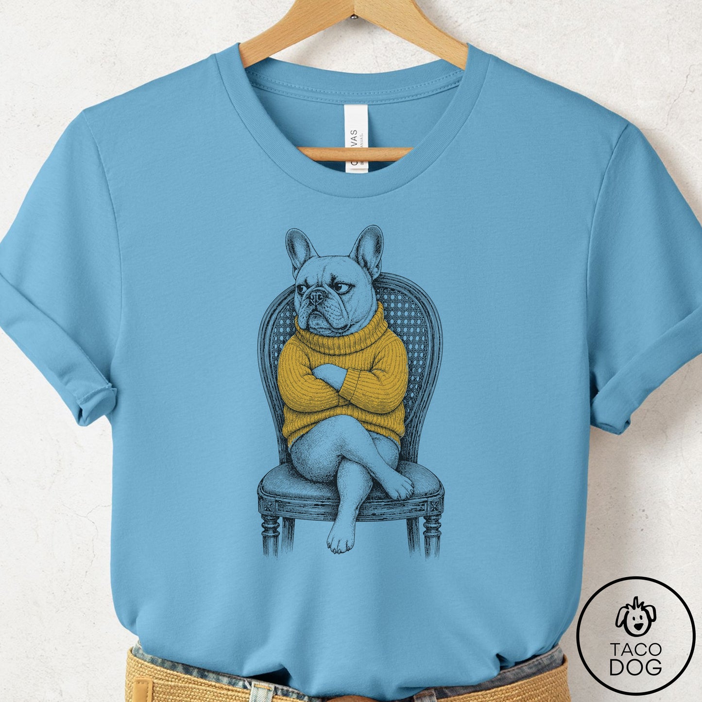 French Bulldog Frenchie Reluctant Turtleneck T-Shirt