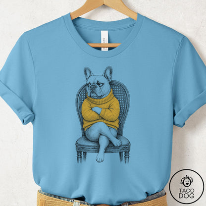 French Bulldog Frenchie Reluctant Turtleneck T-Shirt