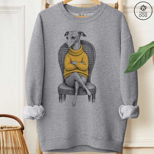 Italian Greyhound Whippet Reluctant Turtleneck Sweatshirt Graphite Heather Taco-Dog
