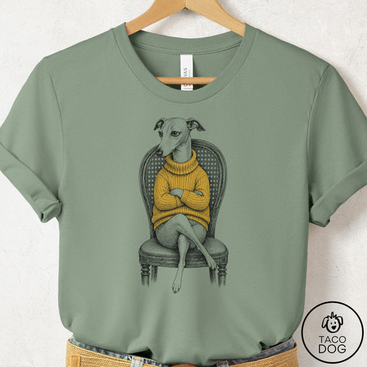 Italian Greyhound Whippet Reluctant Turtleneck T-Shirt Sage Taco-Dog