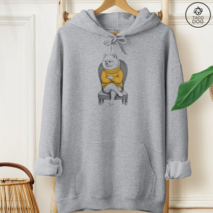 Pomeranian Reluctant Turtleneck Hoodie Graphite Heather Taco-Dog